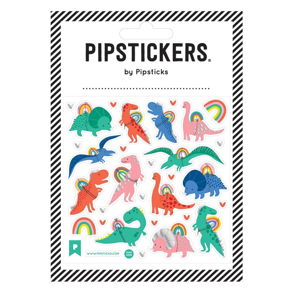 Pipsticks, Stickers, Art & School, Approximately 4"x4", Dinos & Rainbows, Oh My!, 620180